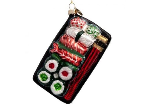 Glazen kerstdecoratie hanger Sushi Plate