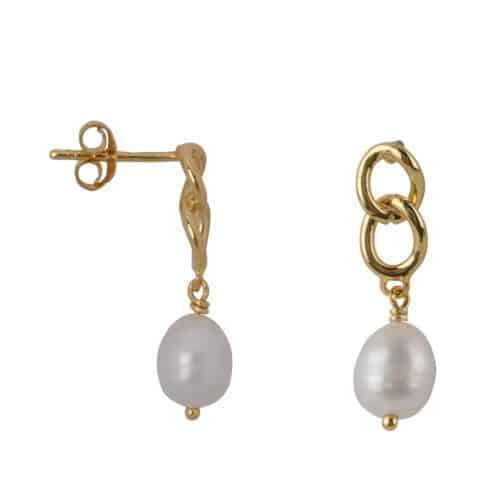 Oorbellen Big Chain Pearl Stud