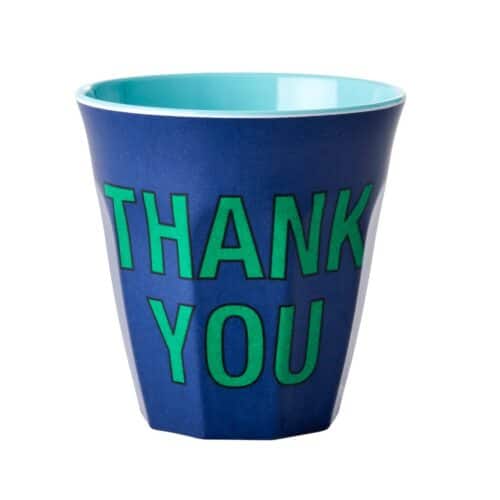 Rice melamine beker Thank You blauw