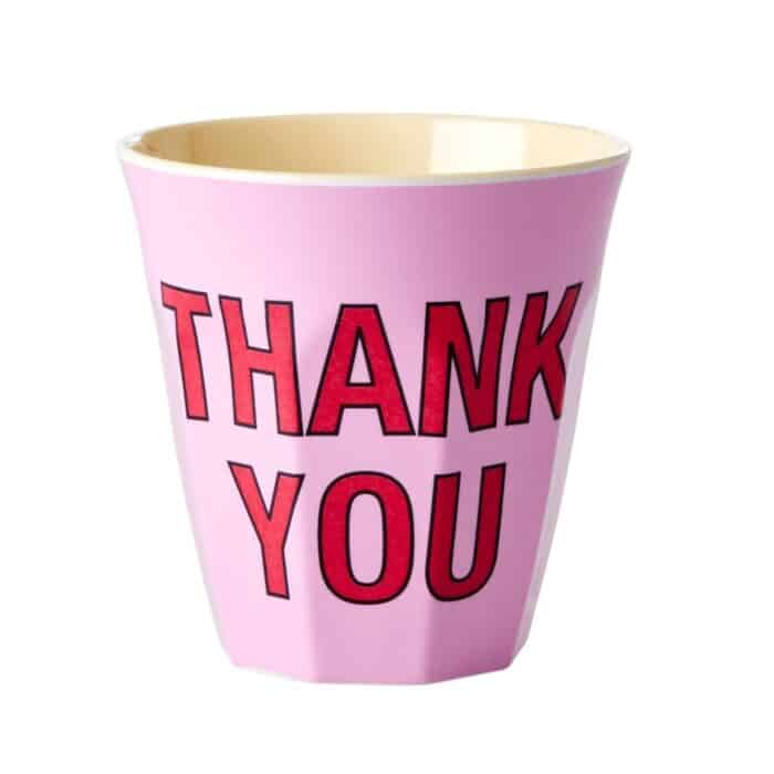 Rice melamine beker Thank You Roze