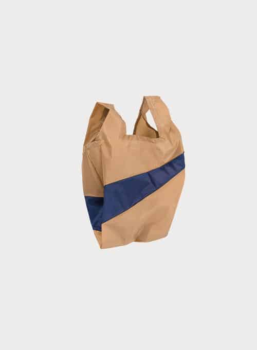 Shopping Bag Small Camel & Navy