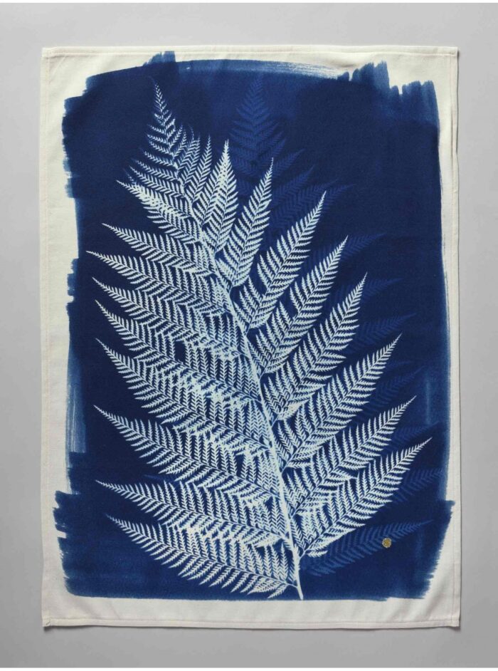 Theedoek Cyanotype Fougere Organic Cotton