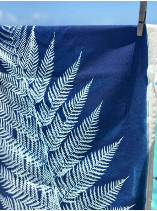 Theedoek Cyanotype Fougere Organic Cotton