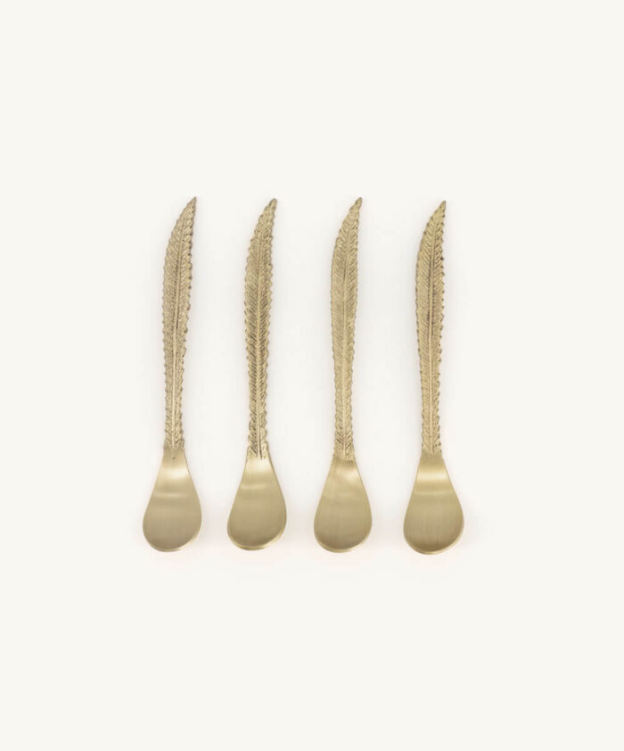 Theelepel Stella Feather set/4 brass