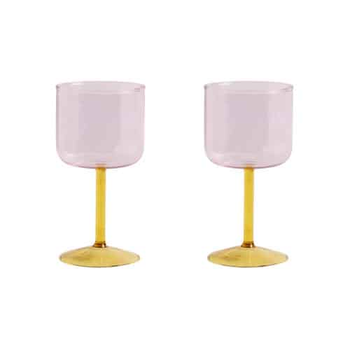 Tint Wine Glass set/2 Pink&Yellow