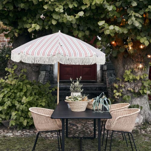 Tuin Parasol Rood/Groen Franje