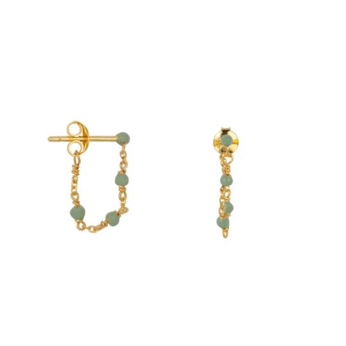 Balls emaille chain stud oorbellen Green