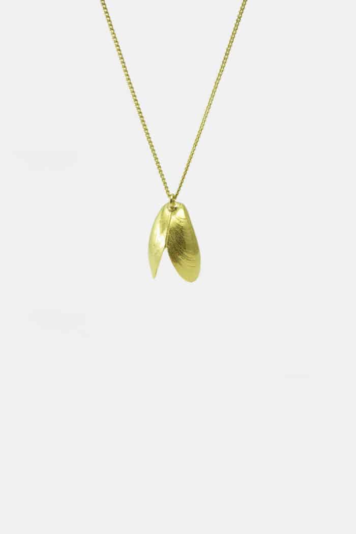 Ketting open mossel goud