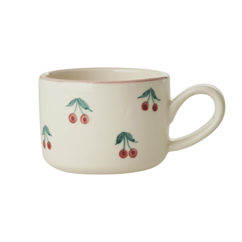 Cappuccinokop - Cream - Hand-painted Cherries