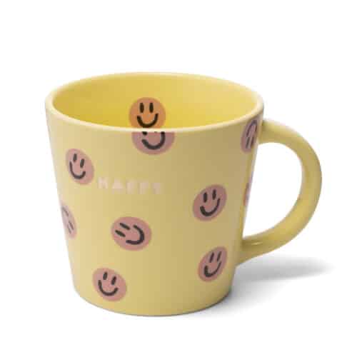 Cappuccinokop smileys Happy geel