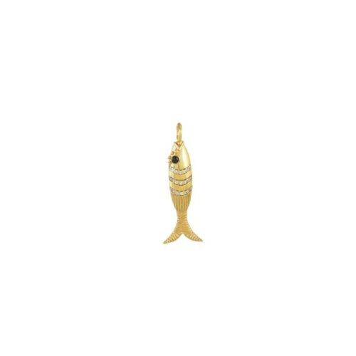 Gold and Zircon Fish Charm