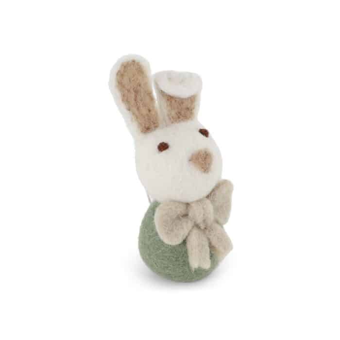 Hanger Vilt Bunny met strik groen