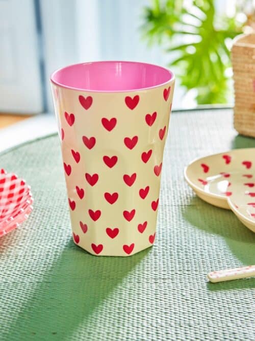 Rice melamine cup tall Darling Hearts