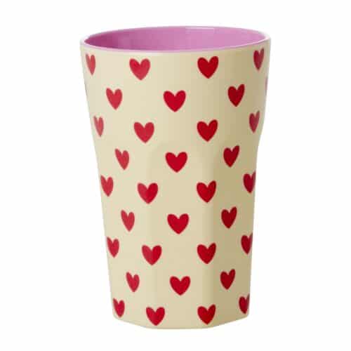 Rice melamine cup tall Darling Hearts