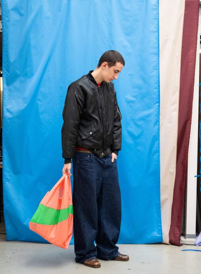 The New Shopping Bag Large Coral&Greenscreen