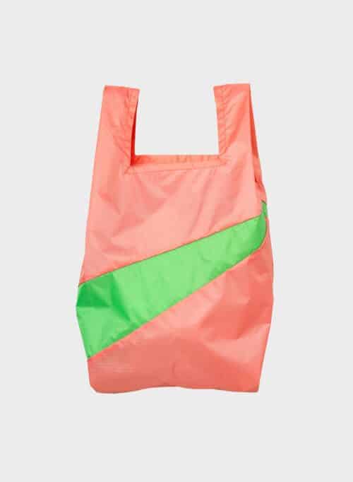 The New Shopping Bag Medium Coral&Greenscreen